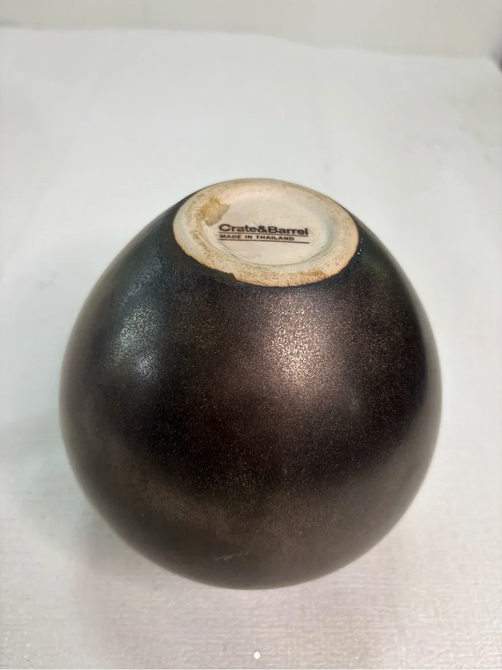 Crate&Barrel Matte Dark Brown Round Accent Vase
